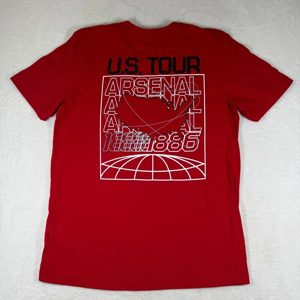 Adidas Arsenal FC Mens Scarlet Red Graphic T-Shirt Regular Fit JY3827 Size M NEW